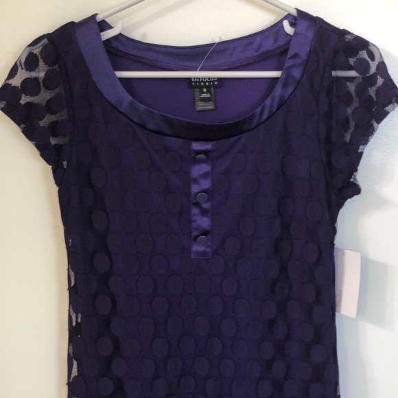 En Focus Purple Polka Dot Dress-Size 8 - Picture 1 of 8